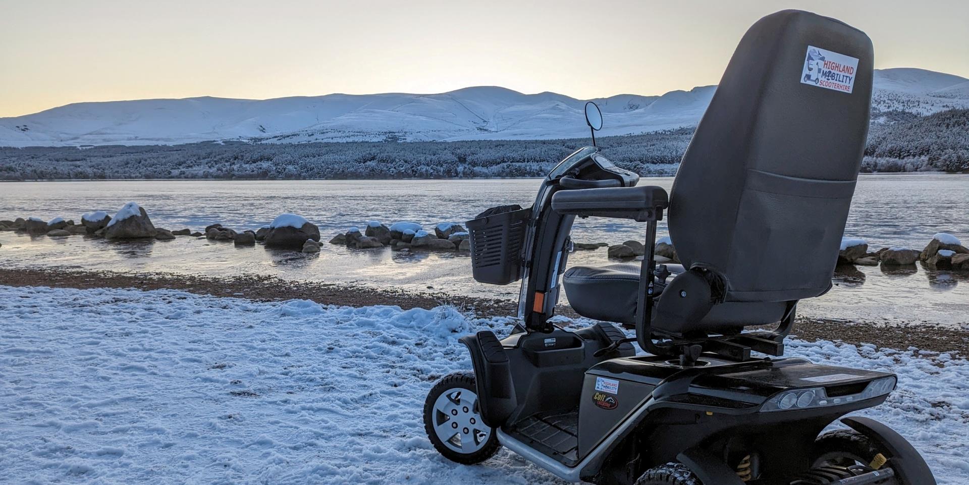 Scooter by Loch Morlich in the Cairngorms National Park