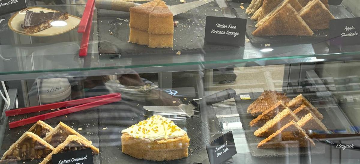 Image of a display case with different types of food