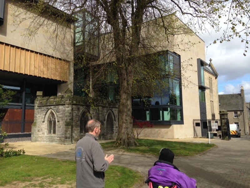 The new Carnegie Library and Art Gallery just outside the Abbey grounds.