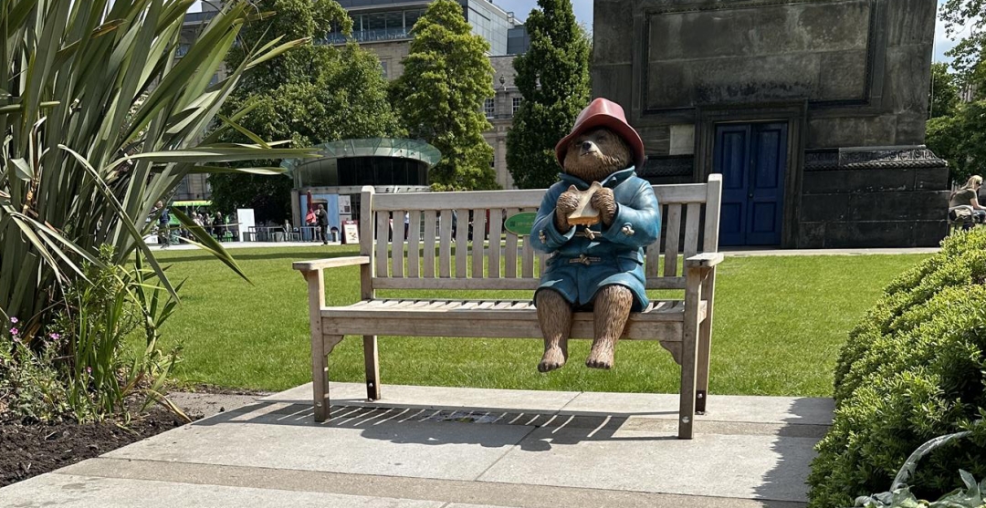 Image of Paddington Bear on a bench in St Andrew Square