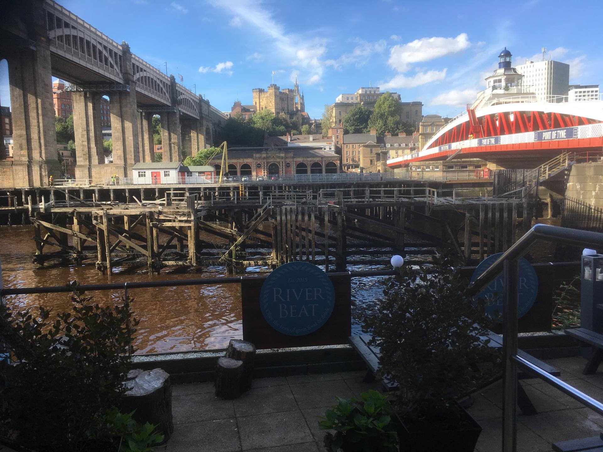 View of Newcastle between High Level Bridge and the Swing Bridge. Terrace, not wheelchair accessible