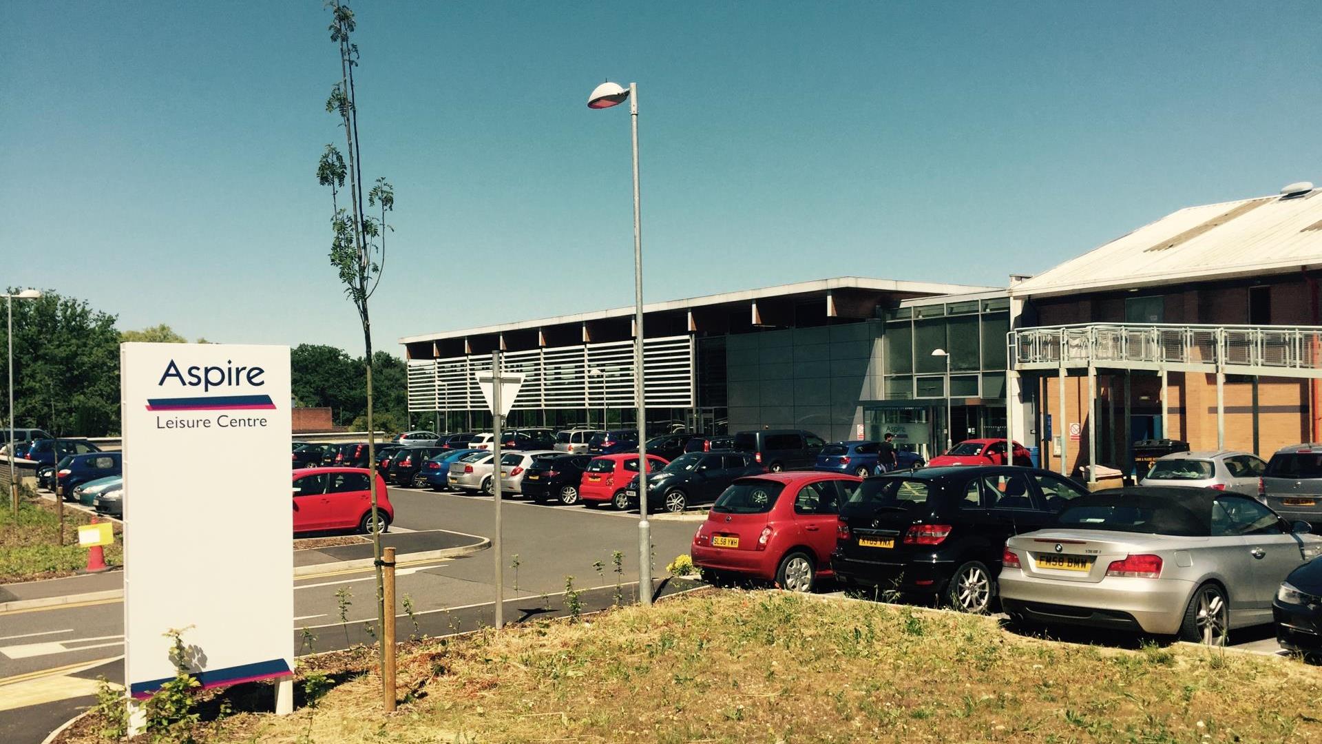 Picture of The Aspire Leisure Centre and car park.