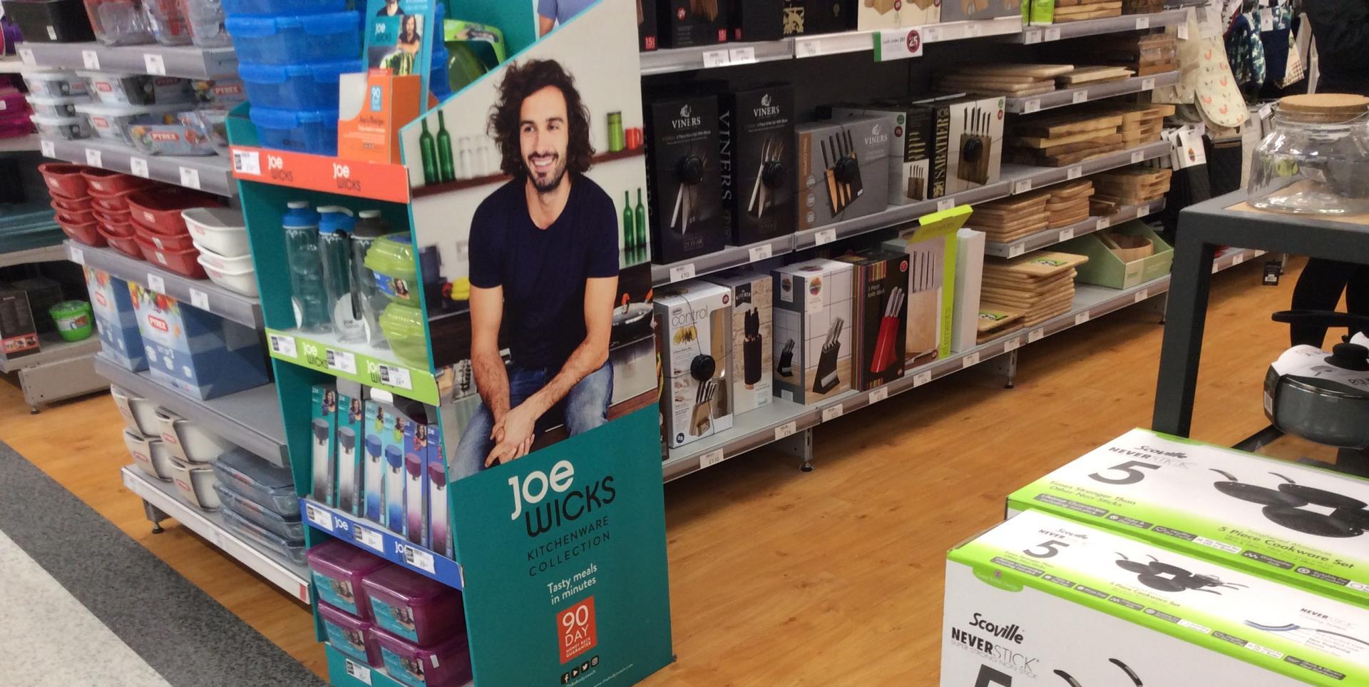 Joe Wicks kitchen display at the end of an aisle, restricting the floor.