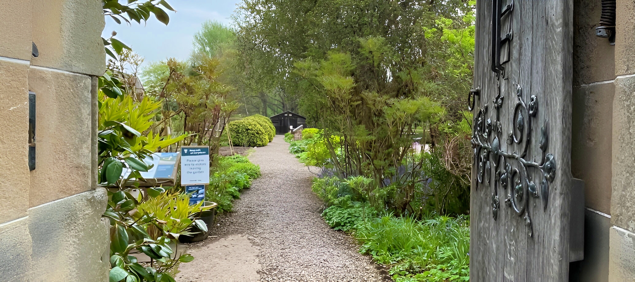 The entrance doorway to Priorwood garden