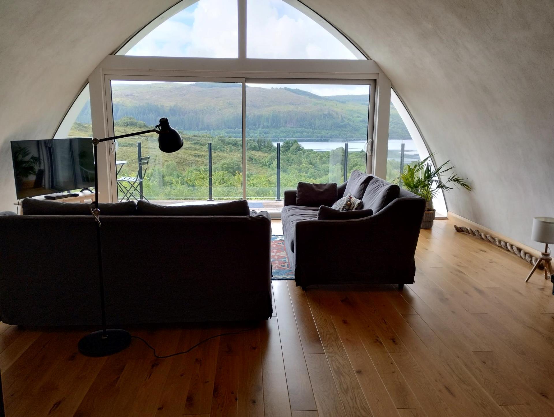 Lounge area with views over Loch Sunart